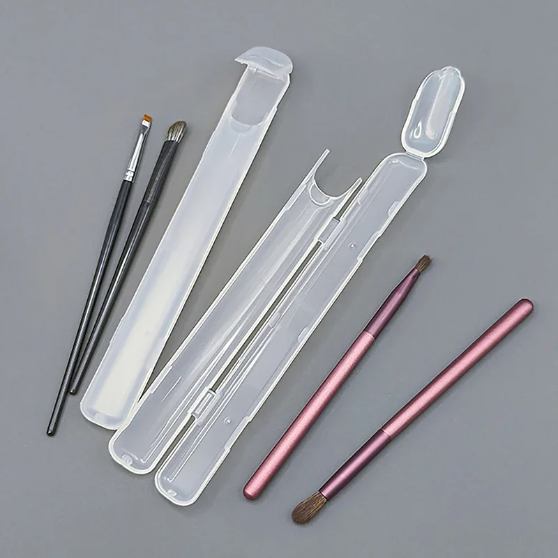 Caja de almacenamiento de brochas de maquillaje transparente portátil, 1 Uds., con cubierta, lápiz de cejas, organizador de brochas de maquillaje, estuche para palillos, herramienta de belleza