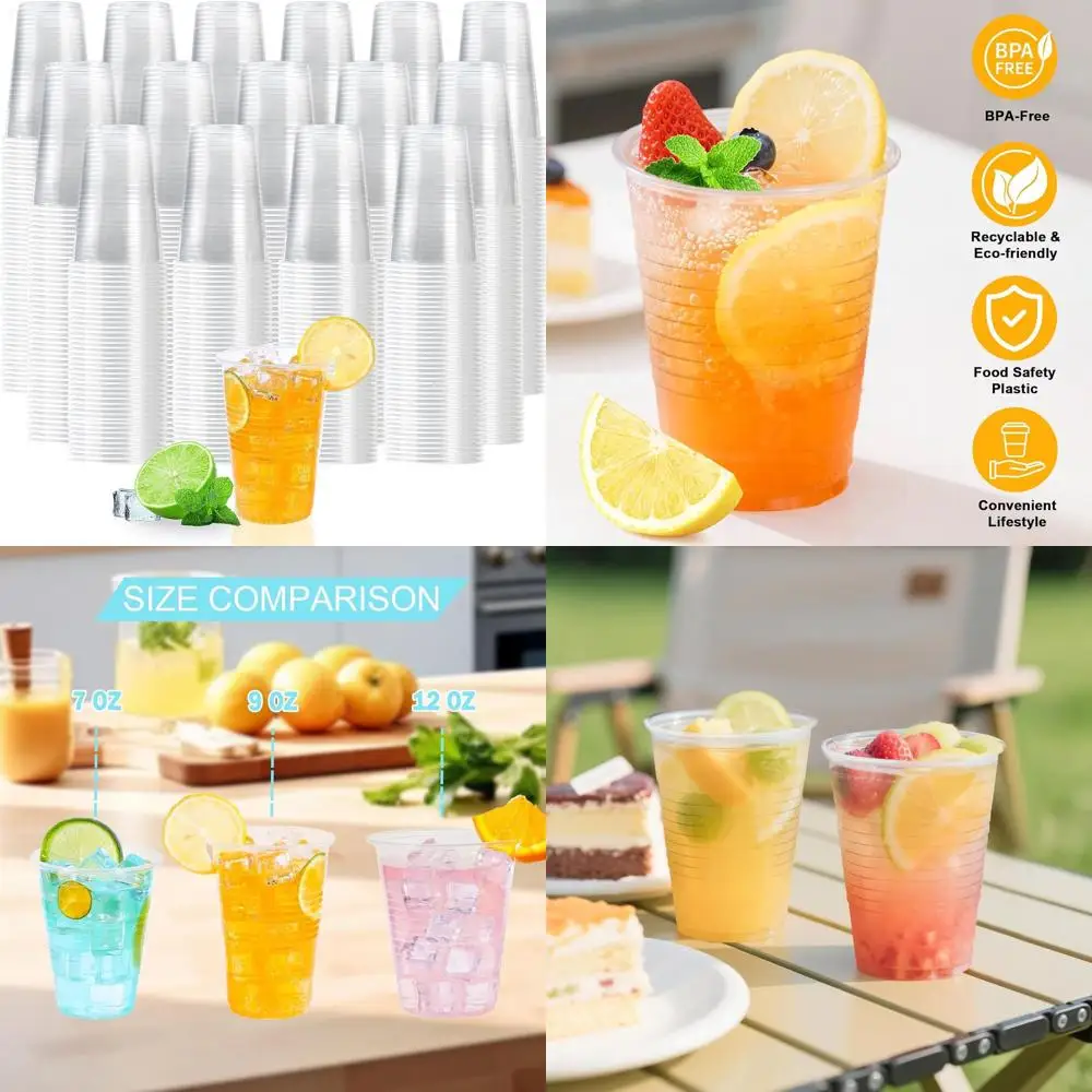 

2000-Pack 9oz Disposable Clear Plastic Cups for Parties, Suitable for Hot Drinks, Soda, and Juice