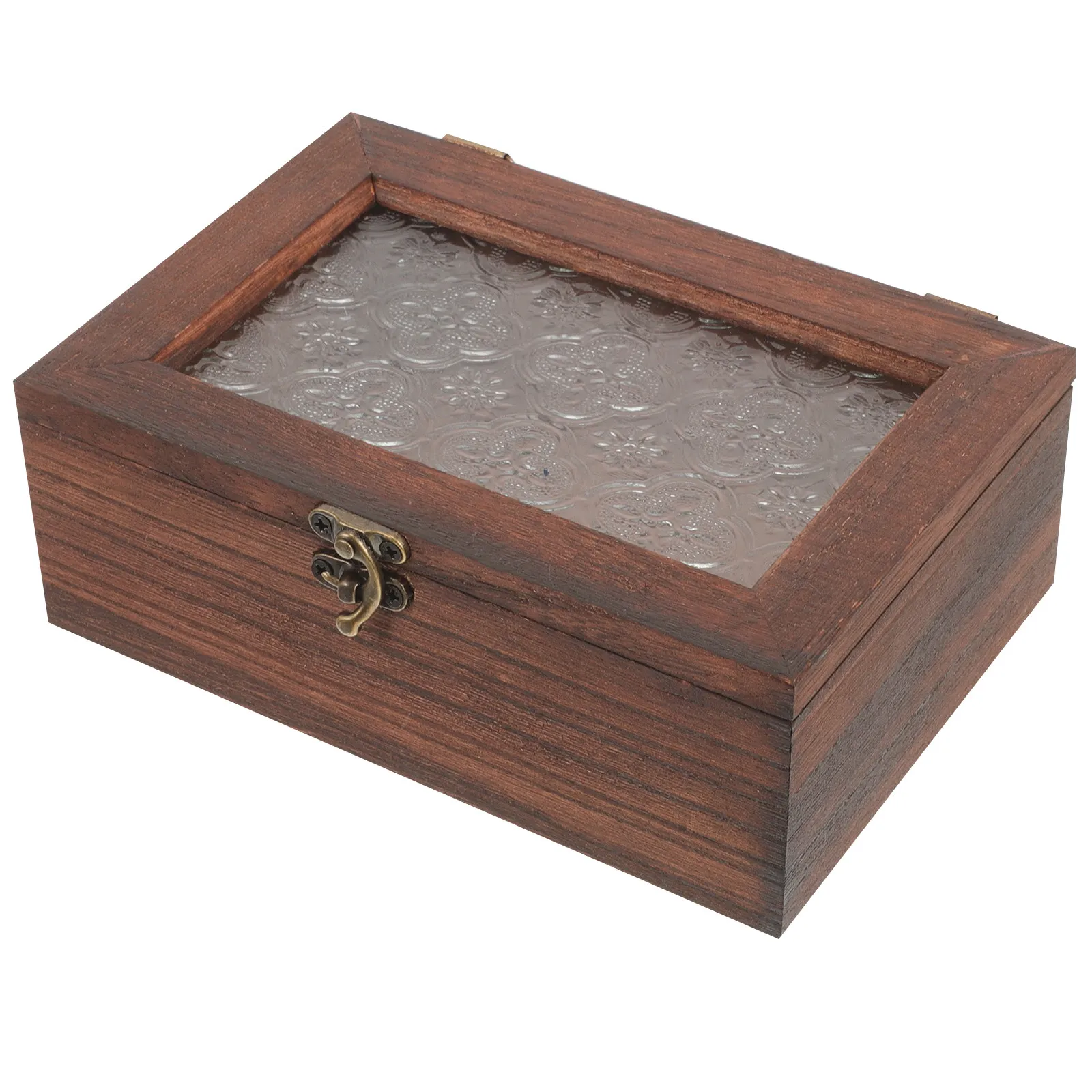 

Vintage Wooden Jewelry Box Clear Lid Retro Jewelry Organizer Storage Trinket Container Gift Trinket Box Basket Storage Bins