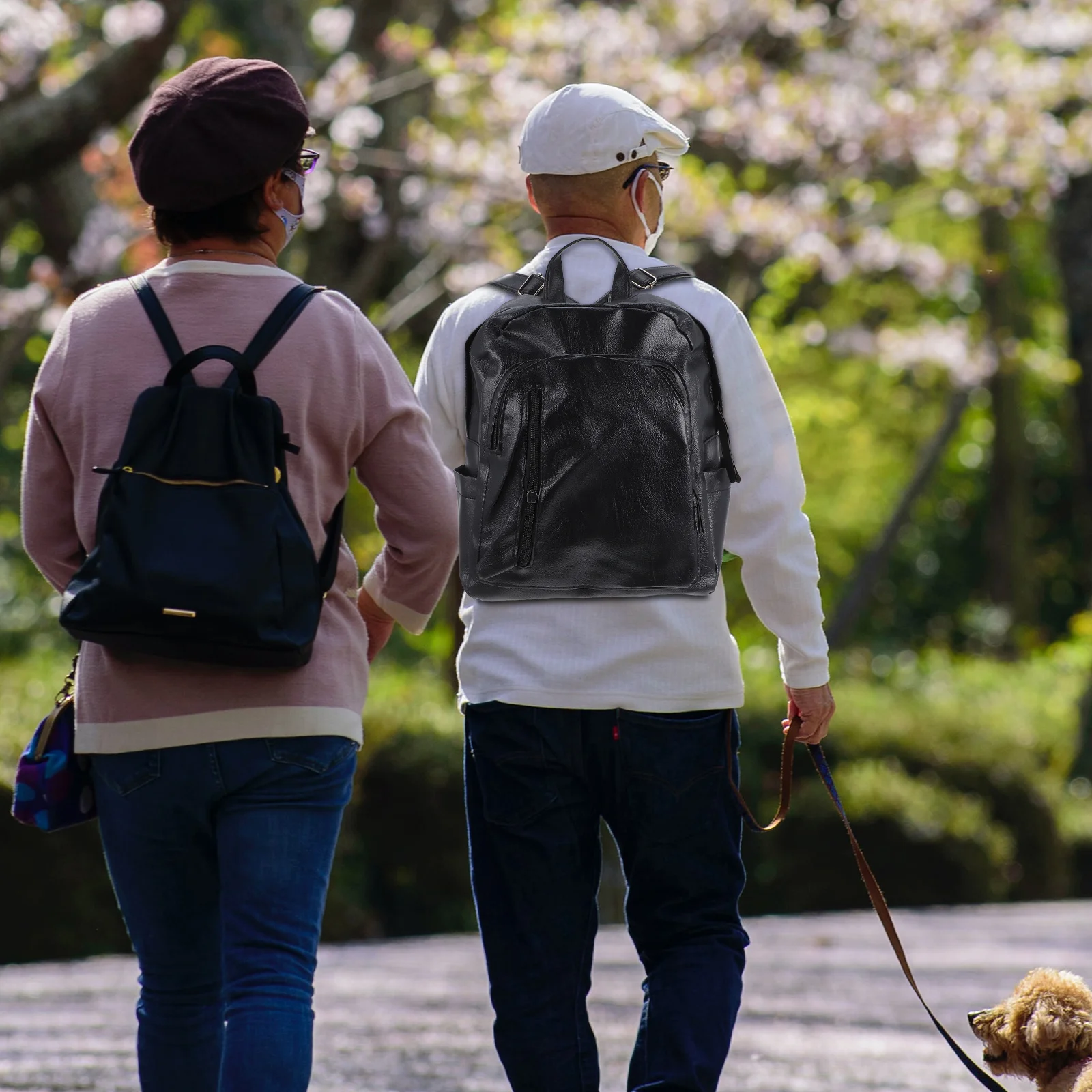 حقيبة ظهر عصرية من البولي يوريثان باللون الأسود ذات سعة كبيرة حقيبة كتف للسفر المدرسية مضادة للسرقة وسحاب حقيبة ظهر من البولي يوريثان