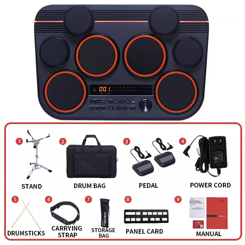 DD325 full mesh desktop electronic drum, compact and portable outdoor percussion instrument, performance electronic drum