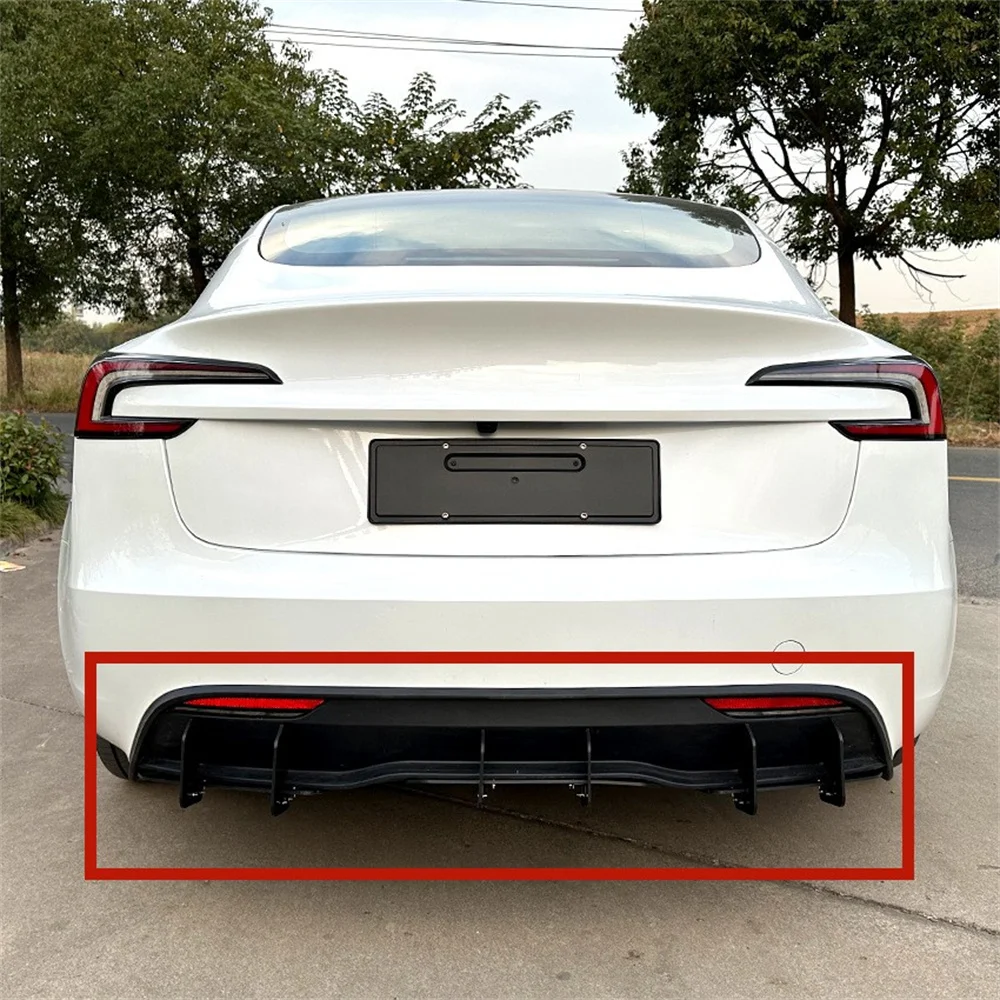 For Tesla Model 3 2023+ Rear Bumper Lip Diffuser Spoiler Splitter Protector Body Kit Cover Guard Trim Splitters Cover Guard Trim