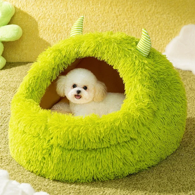 

Autumn and Winter Dog Plush Warm Thickened Little Monster Kennel Deep Sleep Medium and Small Dog Cat Litter Puppy Pet Supplies