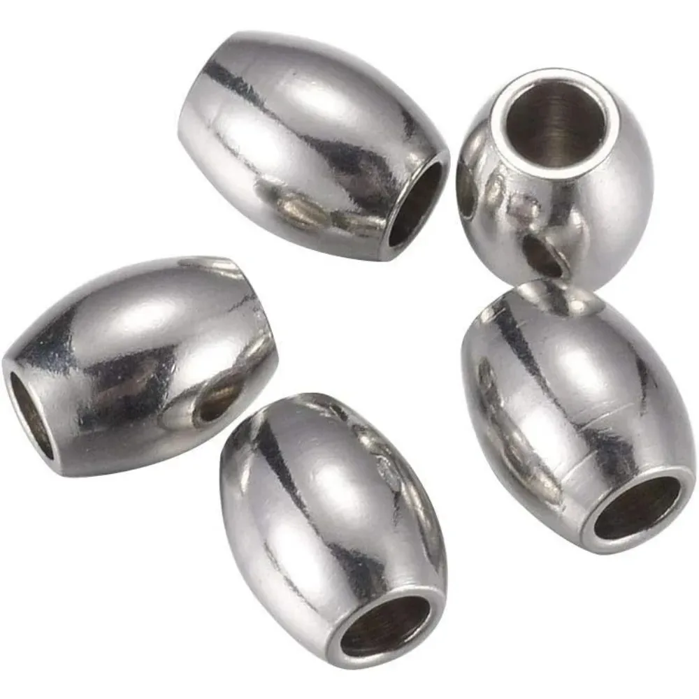 

100pcs 1.8mm Hole Barrel Bead Loose Bead Stainless Steel Spacer Beads Metal Spacer Beads Slider Beading Spacers Steel Beads