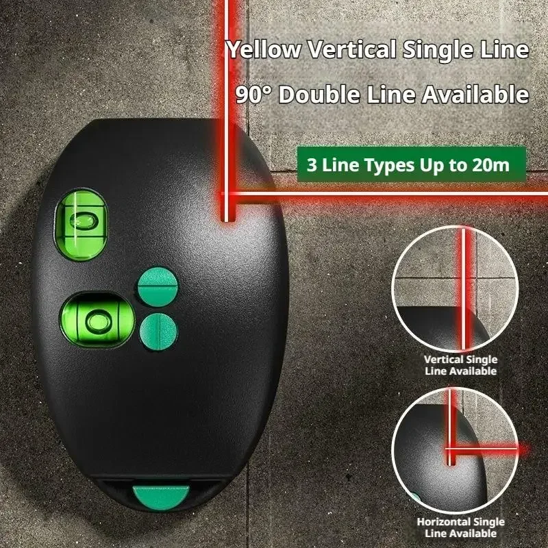 Vertical Mouse Laser Level Infrared Horizontal Line Right Angle Bubble Level Leveling 20M Long Distance 2 Lines Laser Levels ﻿
