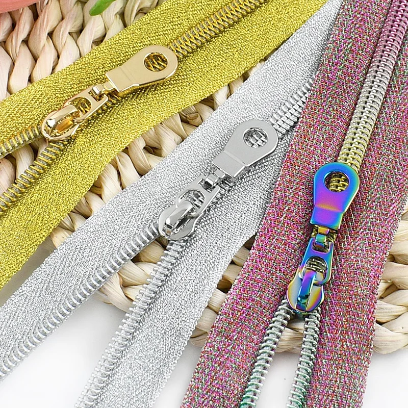 

Meetee 2/5/10M 5# Nylon Zip Roll+Zipper Head Clothing Decor Zippers Pocket Sealing Smooth Zips Repair Kit DIY Sewing Accessories