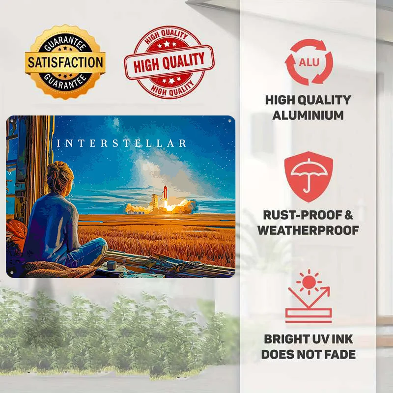 Interstellar: Watching a Rocket Launch 3D Printed Texture Poster Personalized Wall Art Retro Metal Tin Signs for Room Decor Home