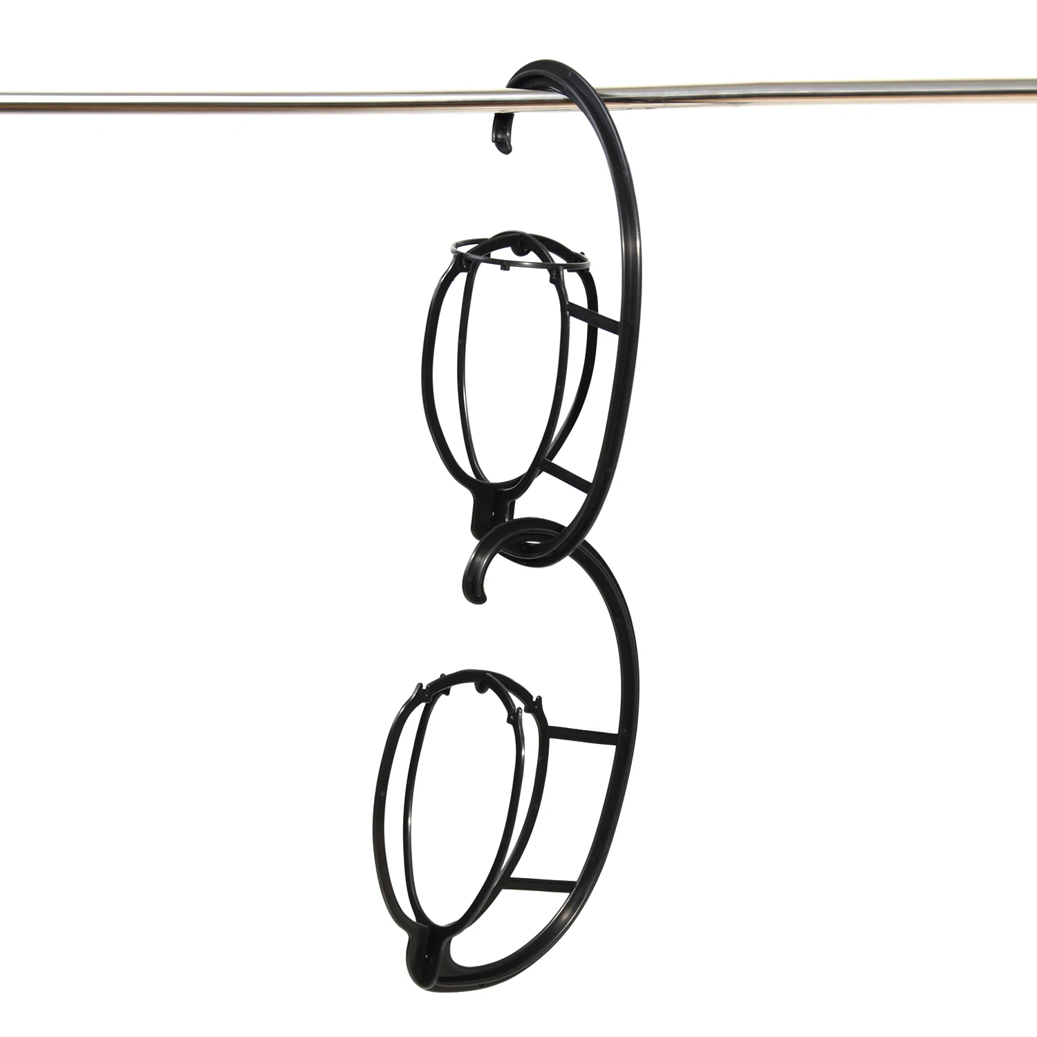 2Pcs Hanging Wig Stand Portable Hats Hanger Display Dryer Holder Tool for Long/Short Wigs Wig Support Frame Black/Pink/White view 2