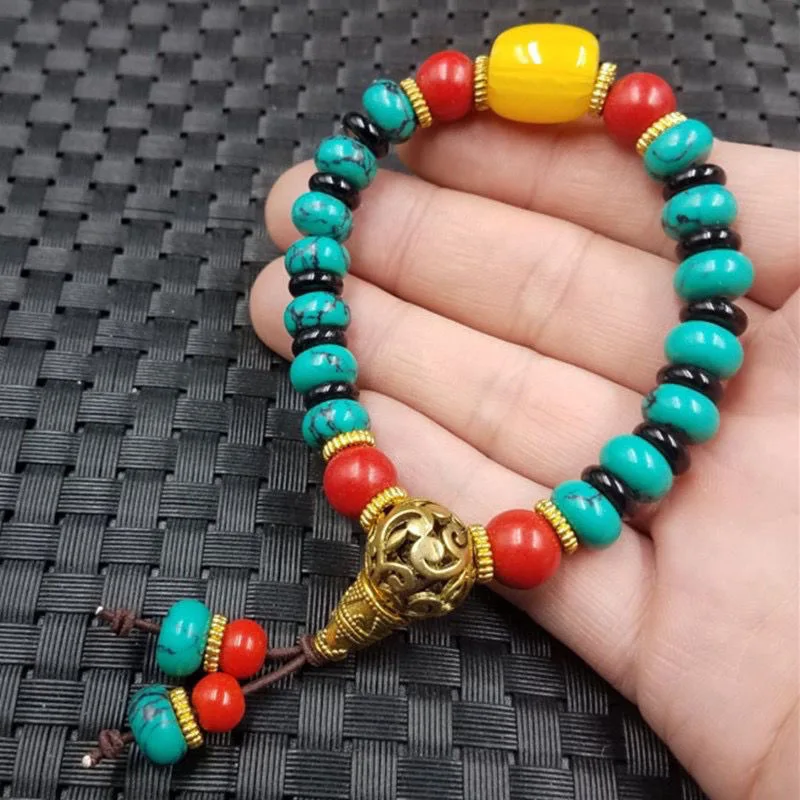 

Turquoise Bracelet for Men and Women, Jade Bead Bracelet, Cultural Play Necklace, Buddhist Beads, Round Beads, Agate Raw Stone,