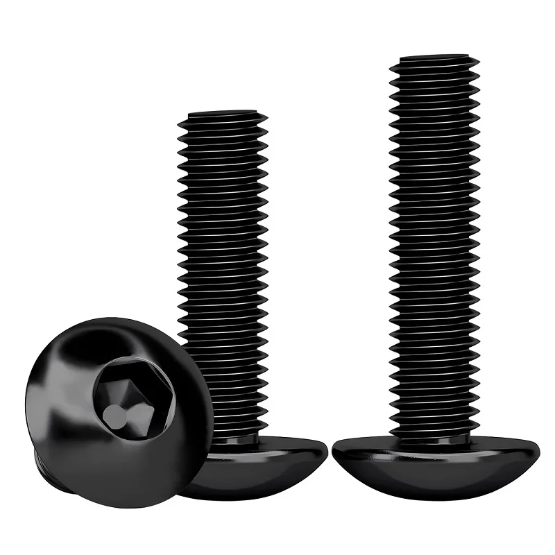 برغي سداسي برأس مظلة من الفولاذ المقاوم للصدأ 304 باللون الأسود، برغي برأس مسطح، مسمار برأس مستدير برأس فطر M2-M8 #5