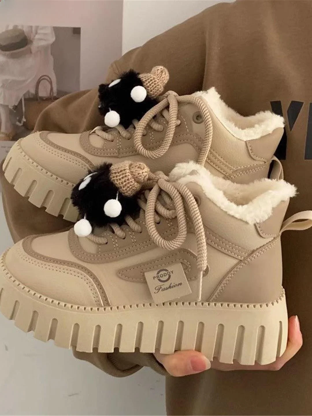 Women's Thick Bottom Anti-Slip Cute Snow Boot Casual Style Cotton Winter Boots Outlet Price No Brand Registered Trademark