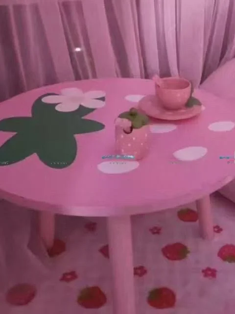 Adorable Princess Style Strawberry Computer Desk Living Room Bedroom Study Table Cute Little Side Table for Home Use