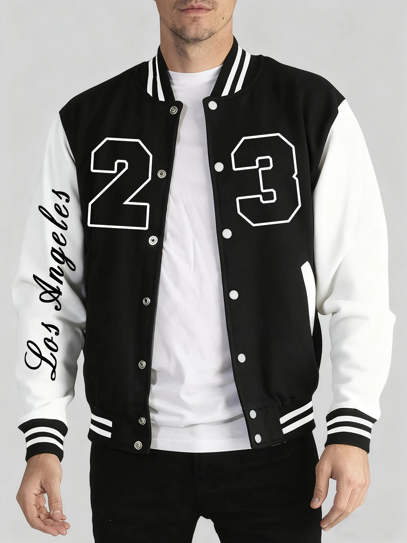 

Los City Art Letter 23 Printed Male Streetwears Autumn Winter Baseball Uniform Street Comfortable Jacket Oversized Fashion Tops