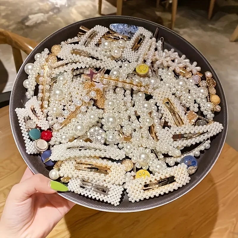 우아한 활 머리핀 21세트, 프렌치 스타일 헤어 클립, 절묘한 한국 스타일 사이드 뱅 클립, 플라스틱 덕빌 클립, 패션 랜도