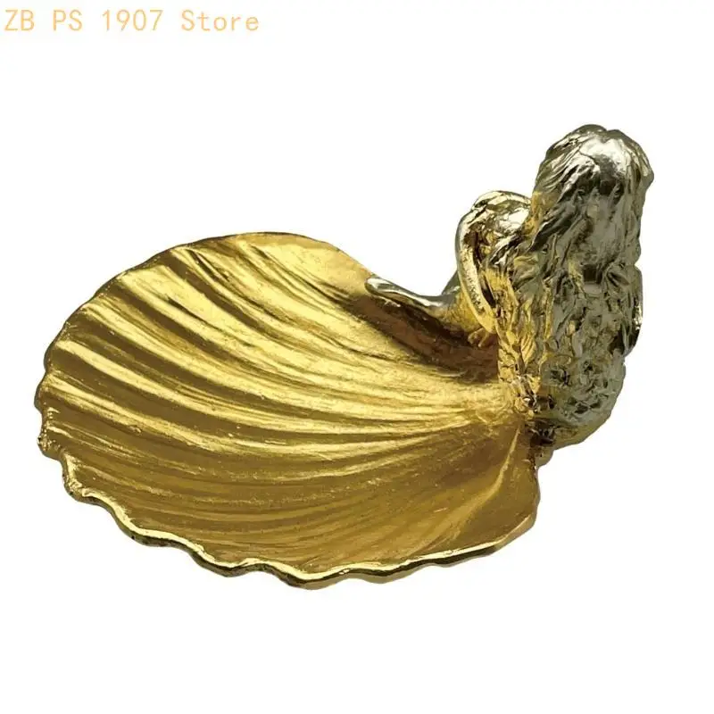 

Держатель для ювелирных изделий в виде ракушки из золотой смолы, лоток для хранения из смолы для туалетного столика или ванной