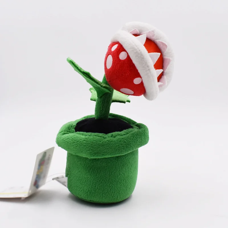 20cm Kawaii Game Super Mario Bros Hobby Man-Eating Flower Pot Cartoon Big Mouth Flower Home Scene Decoration Doll Collection