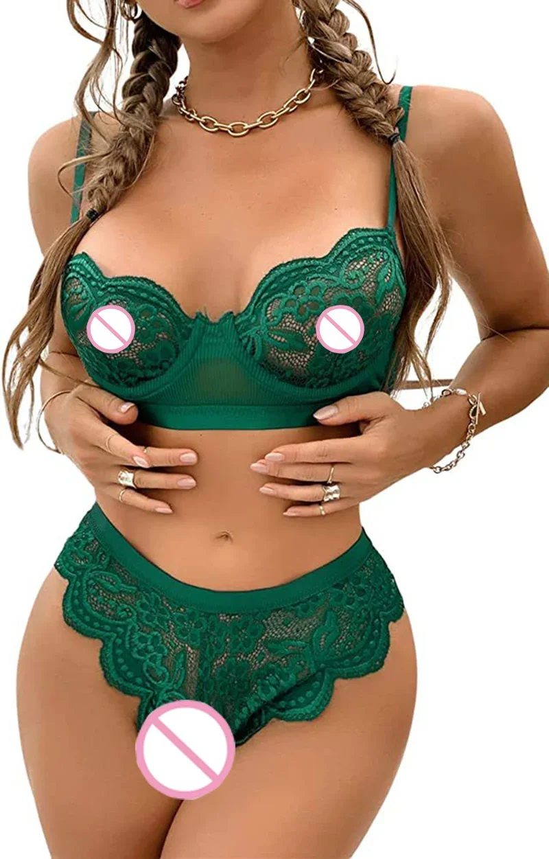 Sexy Dessous für Frauen, zweiteiliges Spitzen-Dessous-Set, Bügel-BH und Höschen-Set Valentinstag