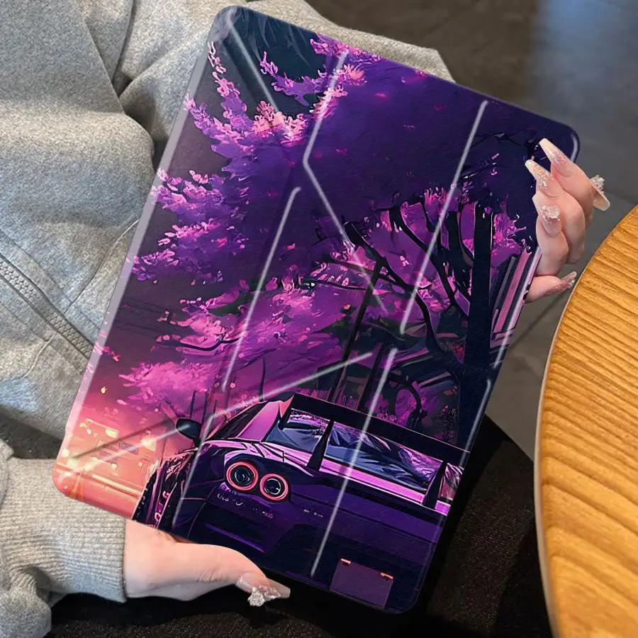 Cartoon Mountain View Luxury Car Tablet Case For iPad Pro 11th 10th 9th 8th 7th 12.9inch Air 4 5 M3 M2 M4 11inch Mini 6 7 Pro