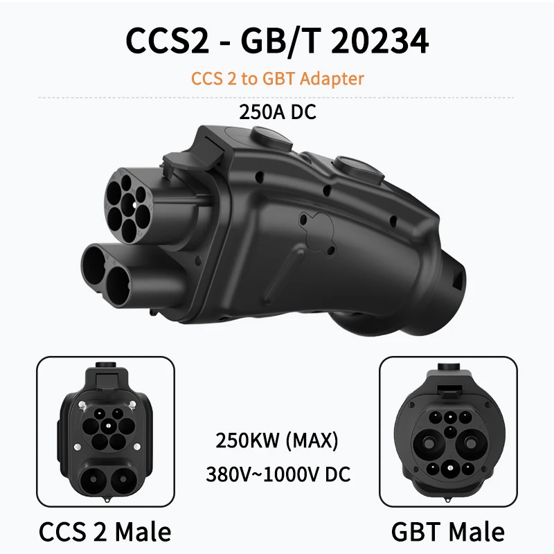 WUFEN CCS2-GBT 어댑터 250A Chademo-CCS1 EV 커넥터 150A GBT-EV 과급기 스테이션 변환기 용 Tesla DC 어댑터 썸네일 2