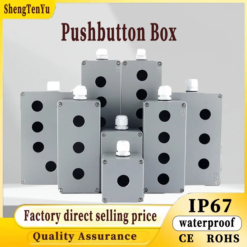 

Waterproof Cast Aluminium Button Box Explosion-proof Industrial Switch Box Electric Power Control IP67 Junction Box Open Hole