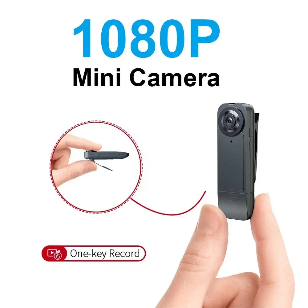 1080P Mini Body Camera with Upgraded Clip Small Personal Wearable Pocket Worn Cam Bike Camera for Cycling Home Office Security