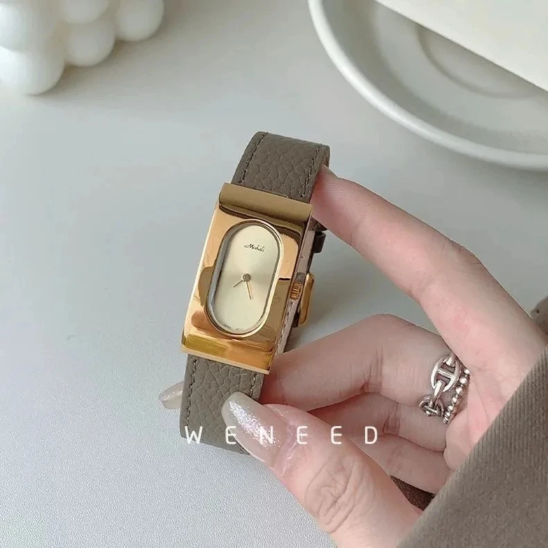 Nuevo reloj de lujo de moda Personal para mujer, cinturón de cuero genuino, reloj informal de moda Simple para mujer