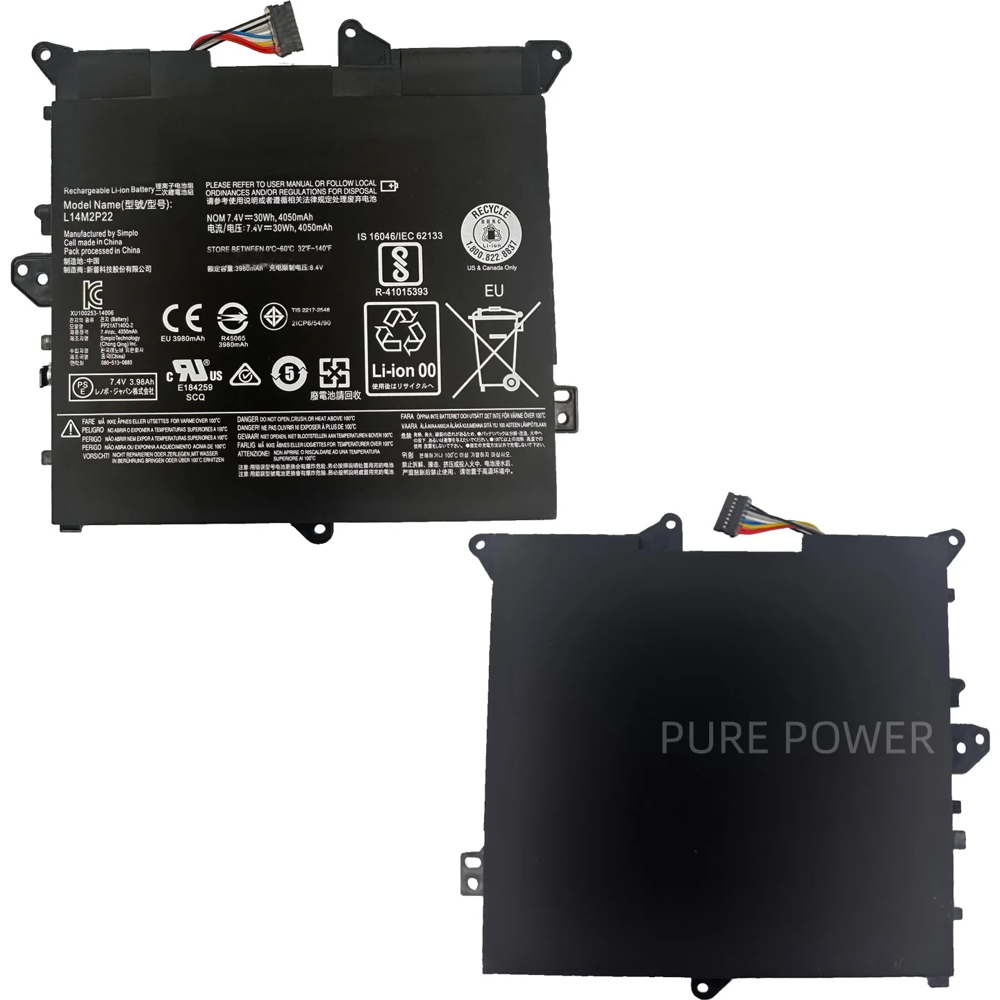 New Laptop Battery L14M2P22 7.4V 30WH 4050mAh High Quality For Lenovo Flex 3-1120 3-1130 5B10H09632 L14S2P21