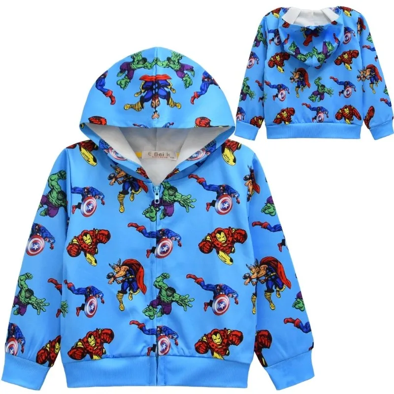 Marvel Iron Man Captain America Hulk kepribadian kreatif anime dicetak jaket longgar nyaman dengan hoodie mode baru