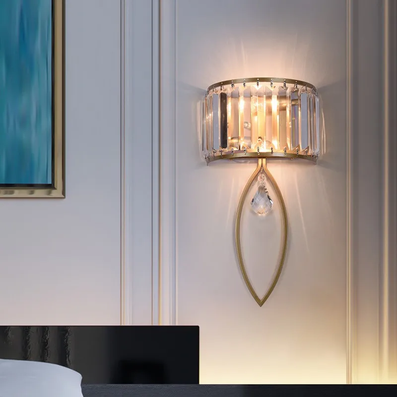 Advanced feeling new villa hotel modern simple light luxury crystal TV wall bedside entrance hallway wall lamp