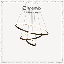 Menvix Modern Pendant Lamp Led Rings Circle Hanging Chandelier White Loft Living Dining Room Kitchen Indoor Lighting Fixture