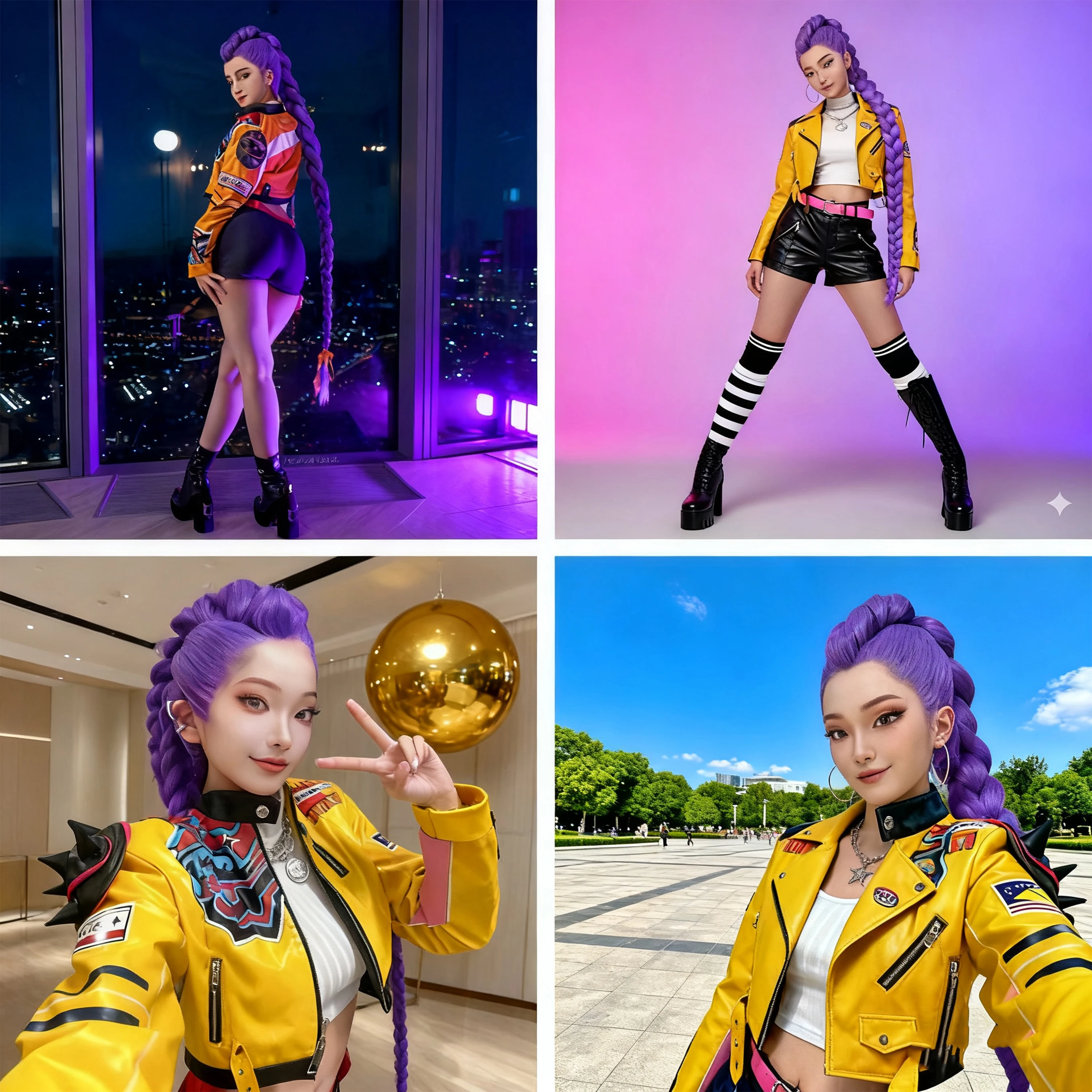 Rumi Synthetic Braids Purple Hair Ponytail Costume Hairstyle 26inch Long Ponytail with Clips for Kids Girls Halloween Christmas image 6