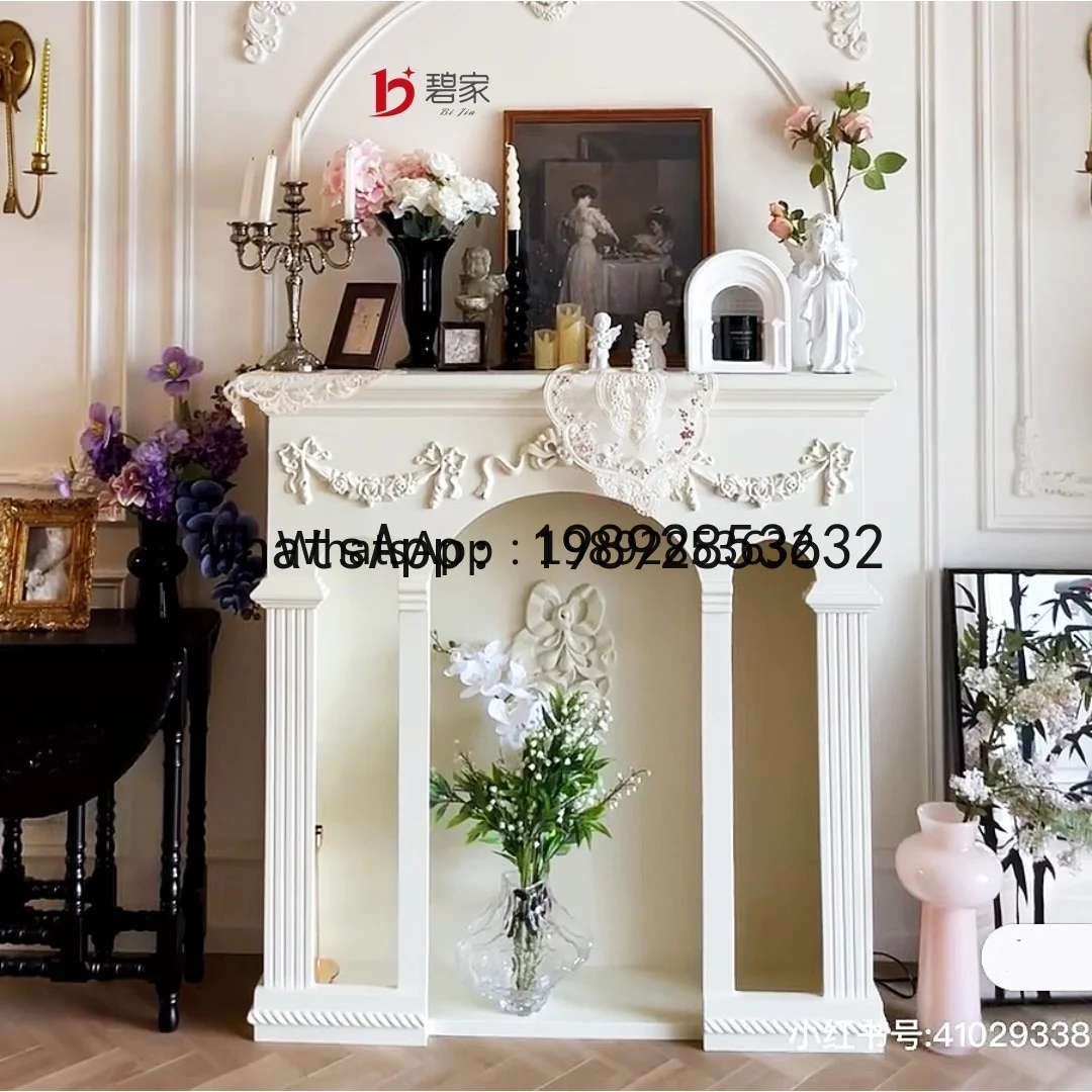 F2 French Roman Impression Carved Fireplace Decorative Cabinet Vintage Fireplace Stand Wedding Photography Prop