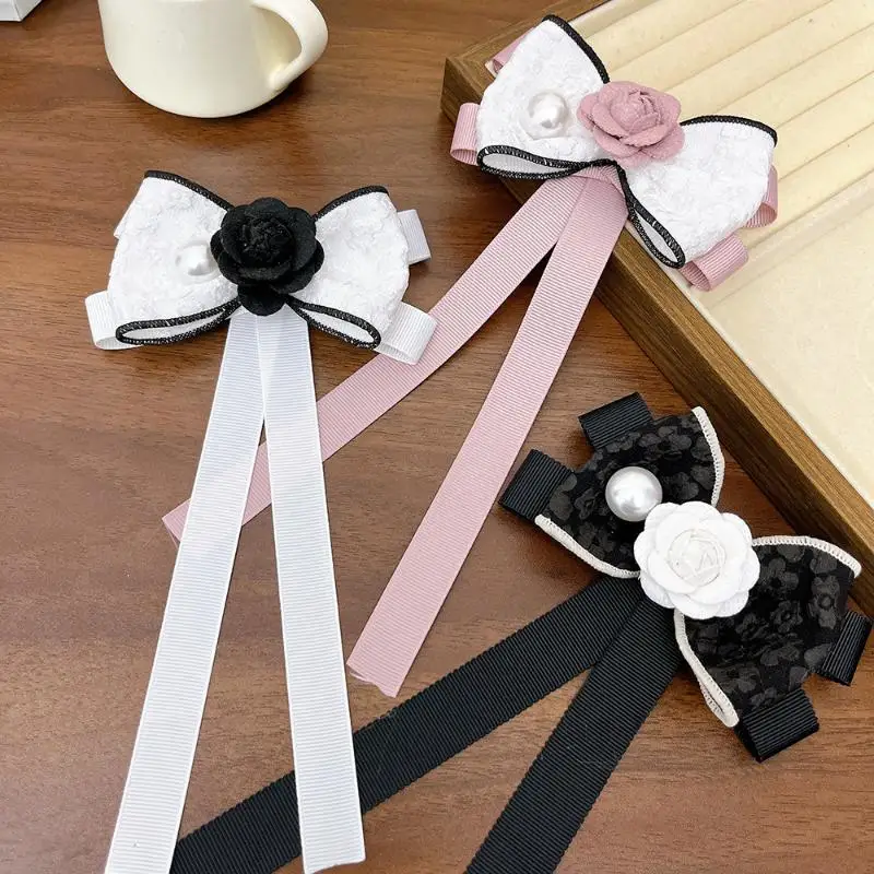 كاميليا زهرة بروش دبابيس للنساء النسيج ربطة القوس فيونكة JK كلية نمط قميص طوق دبوس مجوهرات أنيقة اكسسوارات