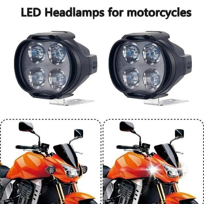 New Motorcycle Headlights Universal White Super Bright Working Front Light LED Scooters Spotlight Moto Fog Lampht