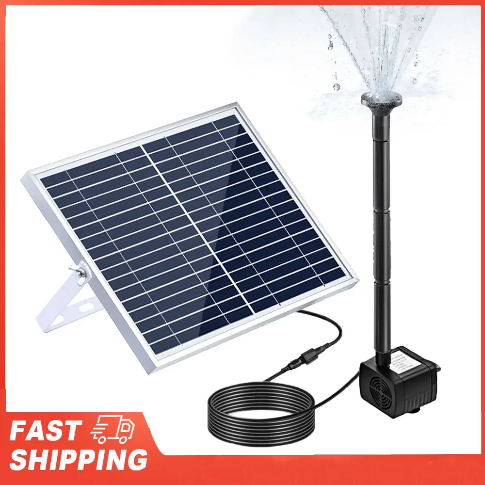 

Солнечный фонтанный насос 10 Вт, высота подачи воды 100 см, с большой солнечной панелью, 3 насадки, макс. Декор для птичьей ванночки, аквариума, небольшого пруда, сада