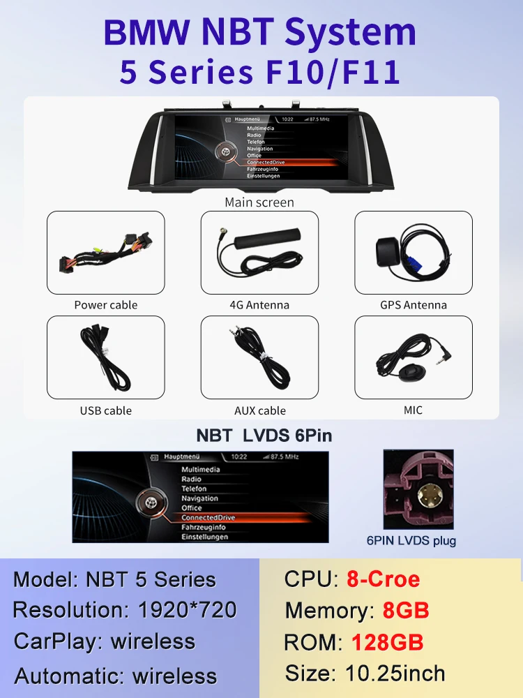 STWEI 2024 Nieuwe ID6 ID7 ID8 UI 10.25inc Android Systeem Draadloze Carplay AUTO Voor BMW 5 Serie F10 F11 CIC NBT Auto Spelers GPS NAVI