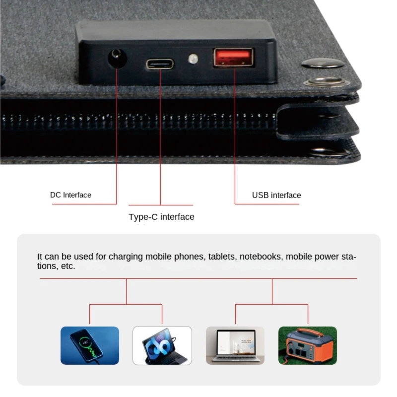 Panneau solaire pliant portable, sortie USB, chargeur solaire extérieur, voyage d'affaires, randonnée, camping, générateur de téléphone, sac, 900W