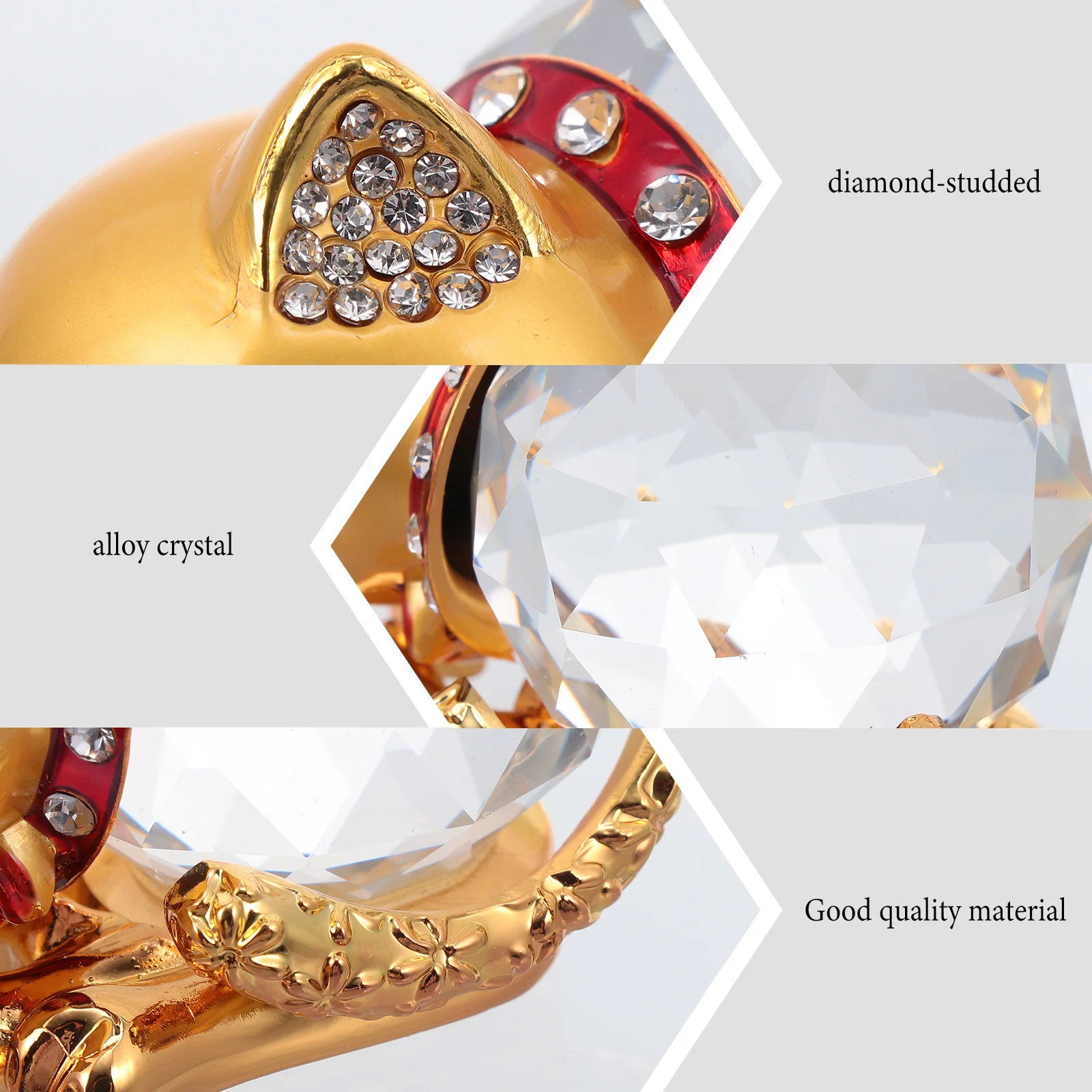 

2Pcs Cat Ornaments Crystal Alloy Lucky Money Cat Statues Car Dashboard Decorations Car Interior Decor Figurines