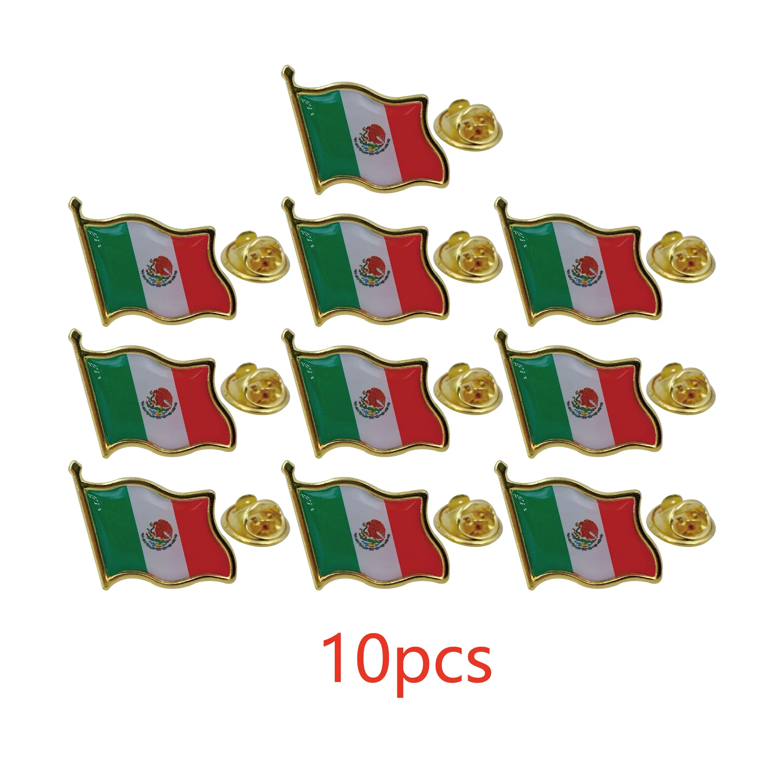 Metal Mexico Flag Pins Waving Mexican MX Flag Pins Souvenir Friendship Patriotic Pin Bulk Souvenir Series