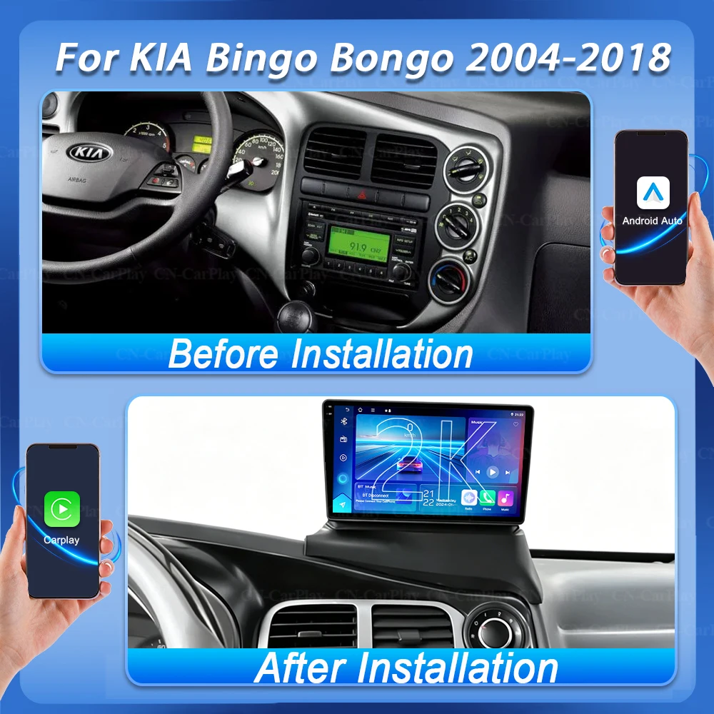 8 Core Android 16 For KIA Bingo Bongo 2012 2013 2014 2015 2016 2017 2018 GPS 5G WIFI Head Unit Multimedia Video Player QLED 2K