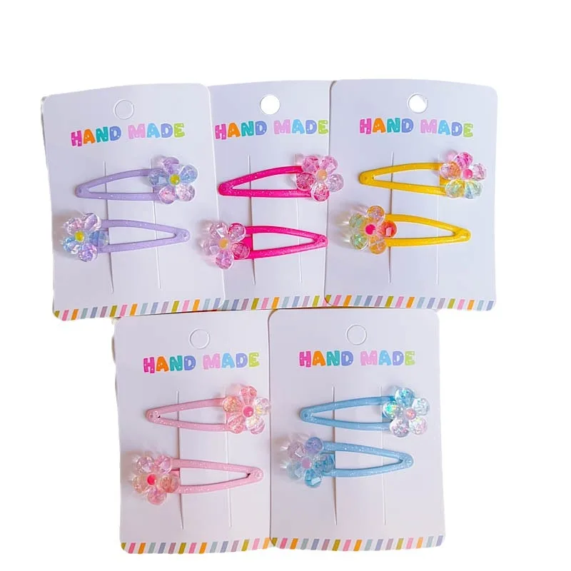 

Блестящая цветная заколка для волос в форме капли с цветком и блестящей заколкой для волос для маленьких девочек, блестящий детский аксессуар с тонким градиентом