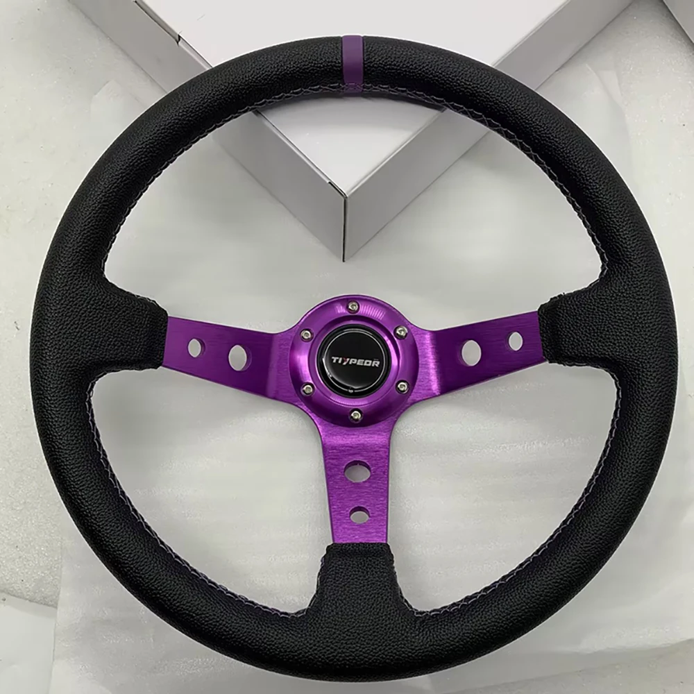 

Tiypeor Universal 350mm Purple Bracket PVC Racing Drifting Game Simulator Auto Steering Wheel