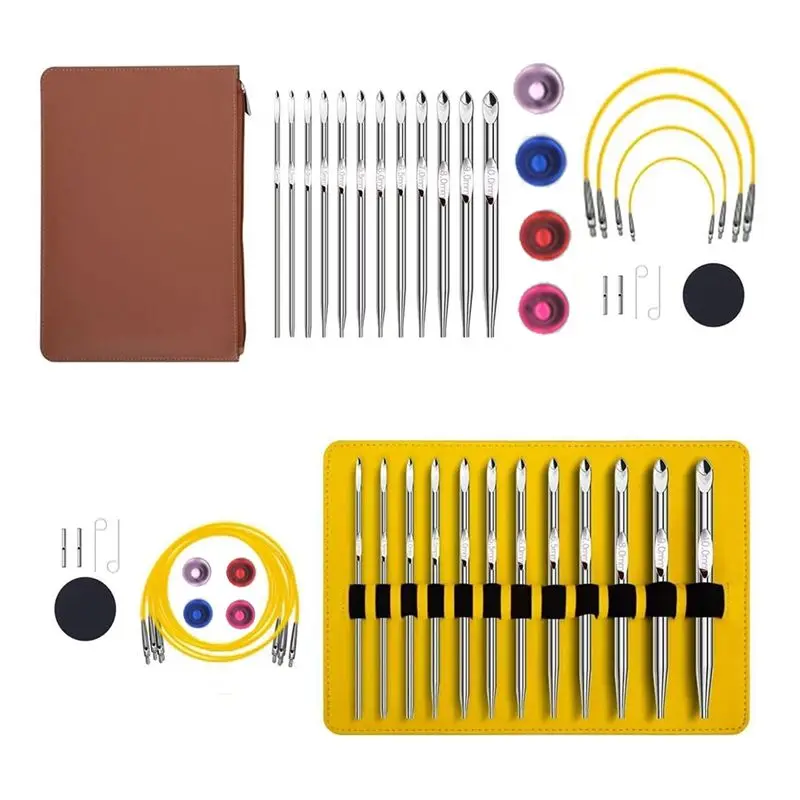 

【Ship Within Tunisian Crochet Hook Set With Cable Aluminium Interchangeable Crochet Hook Set Crochet Hook 26 Pcs Crochet Hook Se