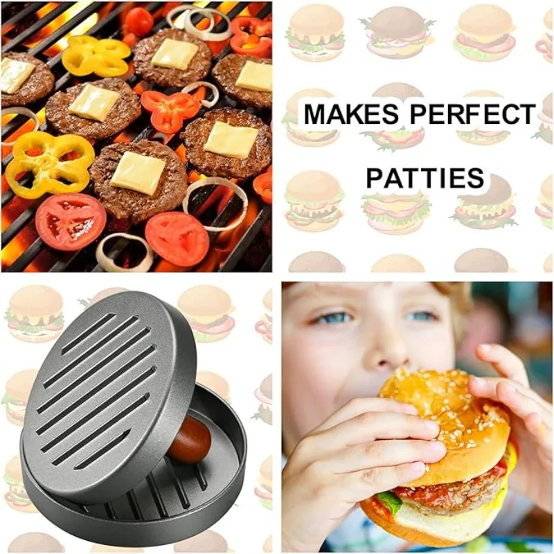 Burger Manual Meat Press Meat Patty Machine Slider, Vegetarian Beef Burger Mold Rice Ball Round Omelette Patty Pressing Mold BBQ