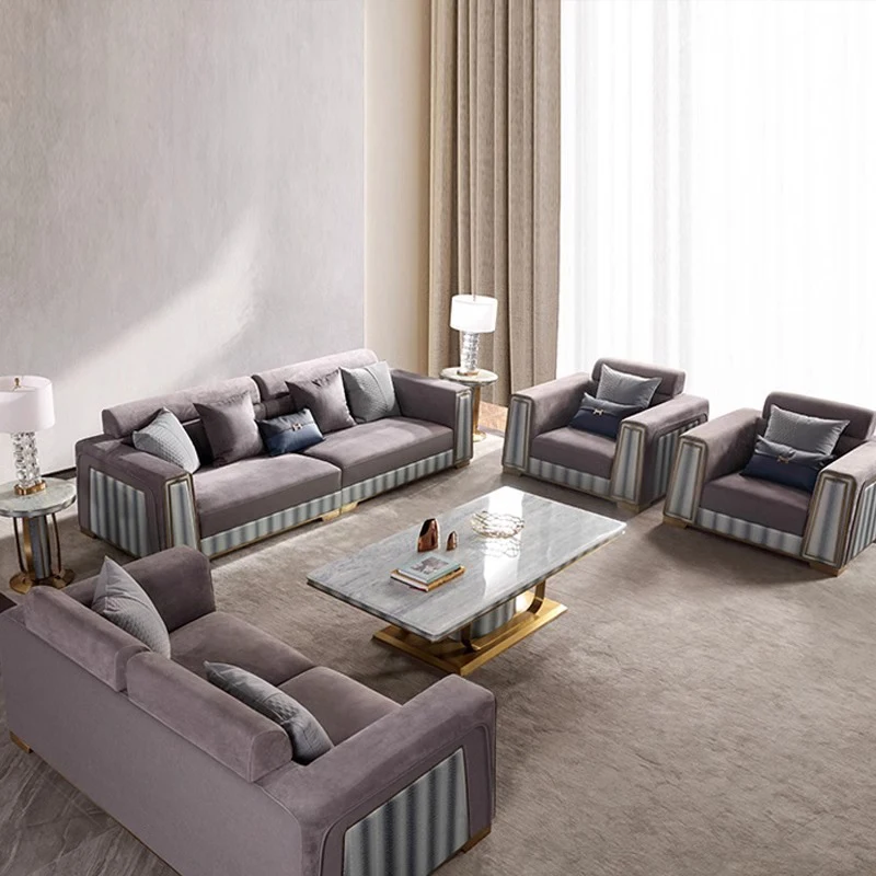 #High End Custom Modern Style Fabric Sofa Set Luxury Italian Design Sectional Convertible Velvet Sofa 1+2+3 Apartment Basement