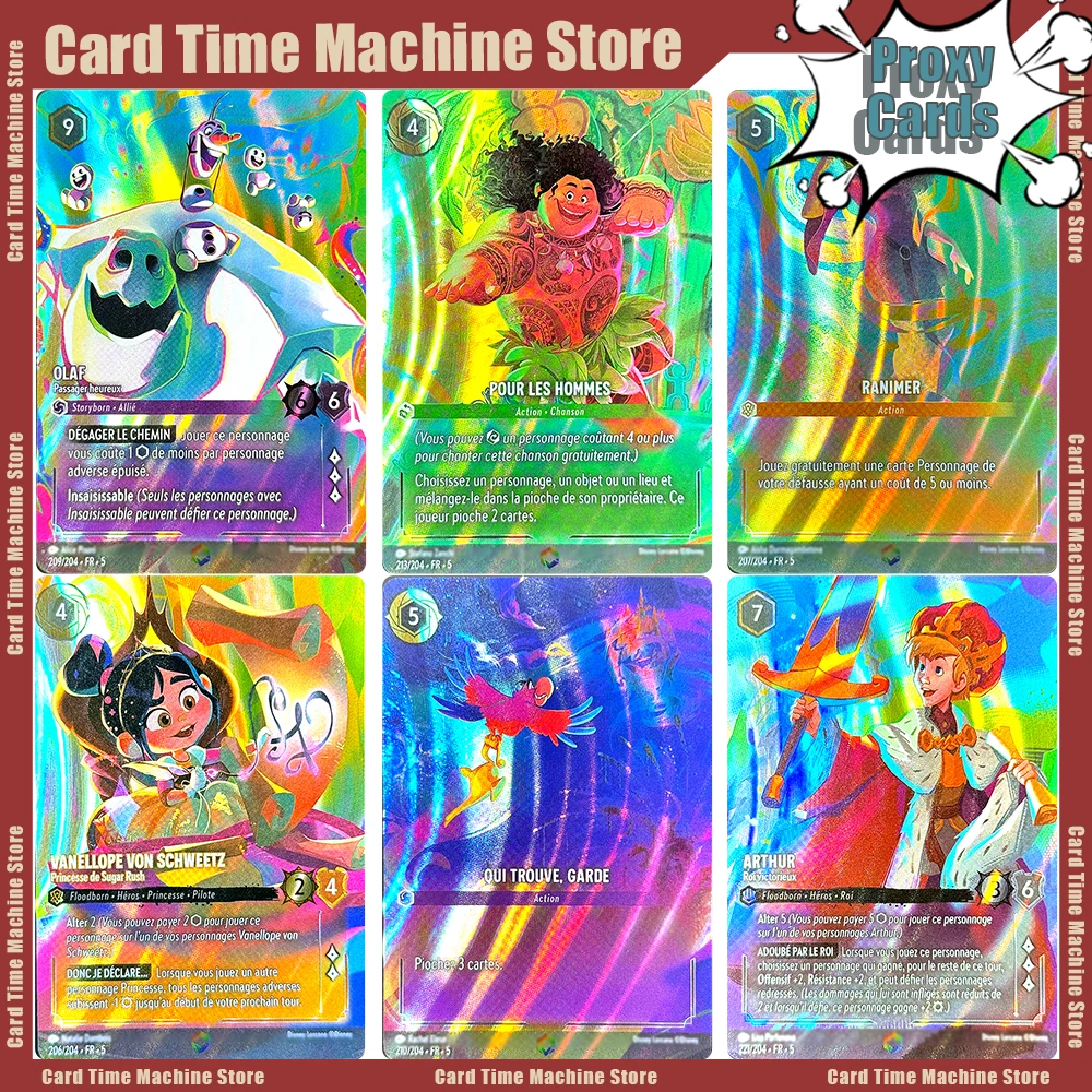 

Lorcana Proxy Chapter 5 FR Foil Prince Naveen Revive Archimedes Olaf Finders Keepers Clarabelle Scar Donald Duck TCG Game Cards