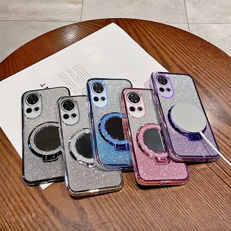 Mirror Glitter Case For Huawei Mate 30 MATE 40 Pro 40E Mate 50 Pro Mate 60 Pro Magnetic Bracket Bling Soft Phone Cover