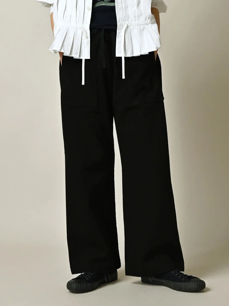 

High Waist Straight Leg Pants Women's Summer Casual Cotton Bamboo Fiber Thin Loose Fit Drawstring Trousers Breathable