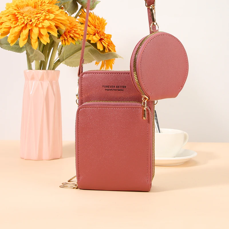 

Two-piece mobile phone bag with large capacity, multi-functional, pure color, fashionable, simple, single shoulder small bag, to