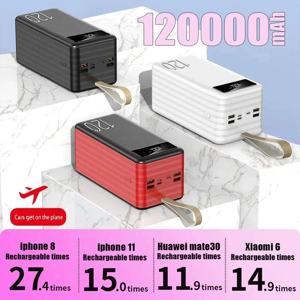 

2024.Large Capacity Charging Bank with Flashlight - 120000mAh Power Pack for Universal 5v3a Fast Charging